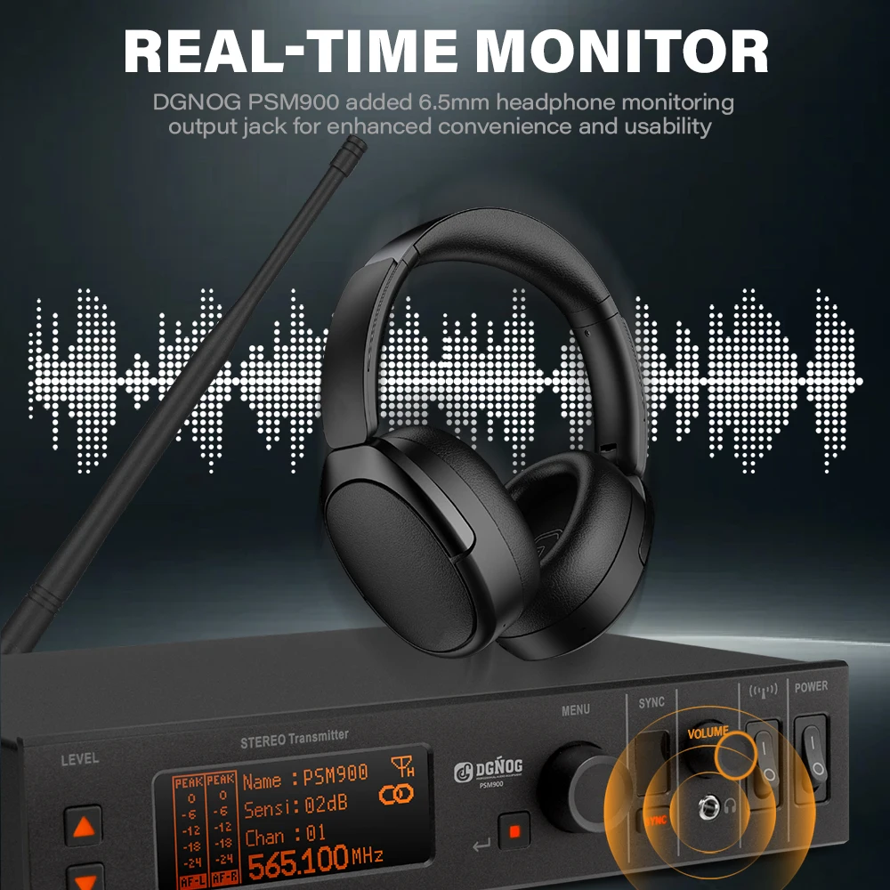 UHF Wireless In-Ear Monitoring System Professional Stage System with Mono/Stereo Switching and Multiple Receivers DGNOG PSM900