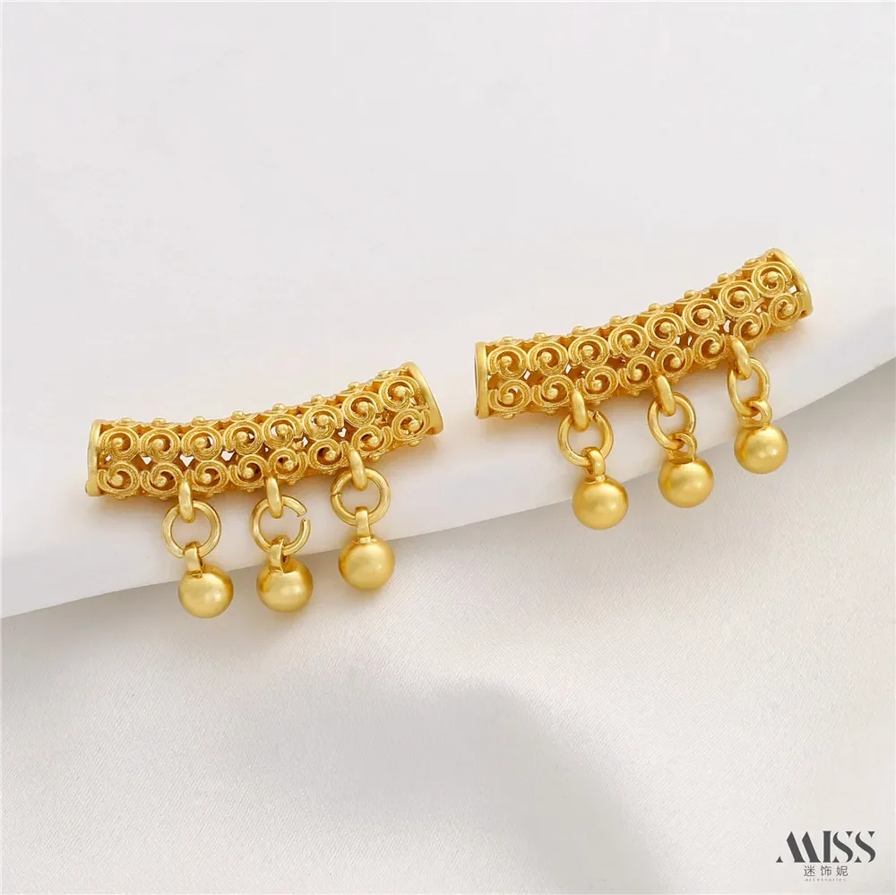 

Matte Gold 18K Engraved Hollow Hanging Ball Elbow Bead Diy Handmade Bracelet Necklace Bracelet String Jewelry Accessories