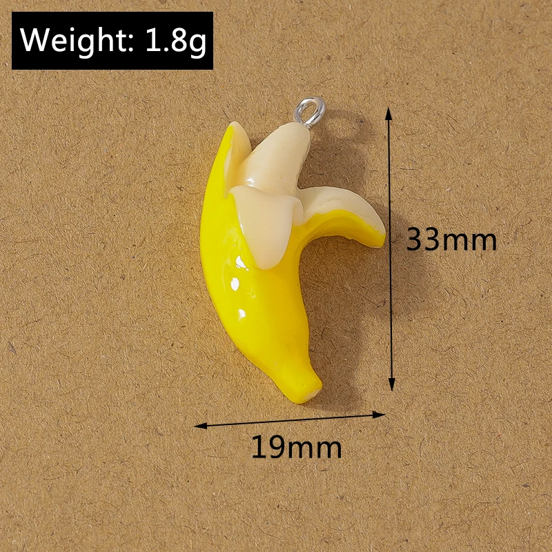سحر فاكهة محاكي راتنج ، دلايات للأقراط ، قلادة ، صناعة مجوهرات ذاتية الصنع ، مستلزمات إكسسوارات ، موز ، 10 * *