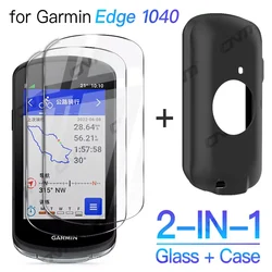 Silicone Case + Tempered Glass for Garmin Edge 1040 Accessories Kit Screen Protector Glass Film & Soft Protection Case Cover