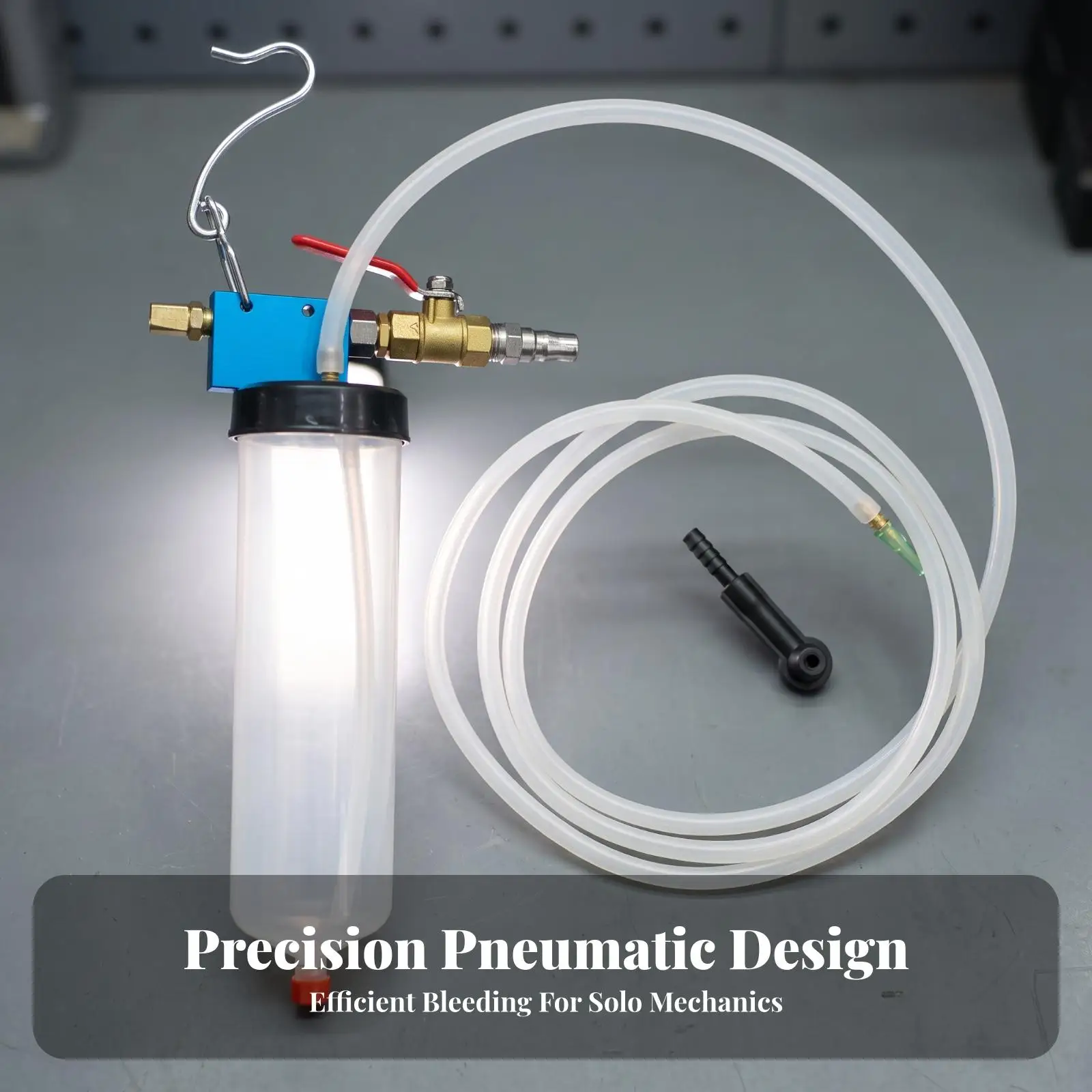 Universal Pneumatic Brake Bleeder Kit with Long Hose and Metal Hanger for Motorcycle Car Brake System