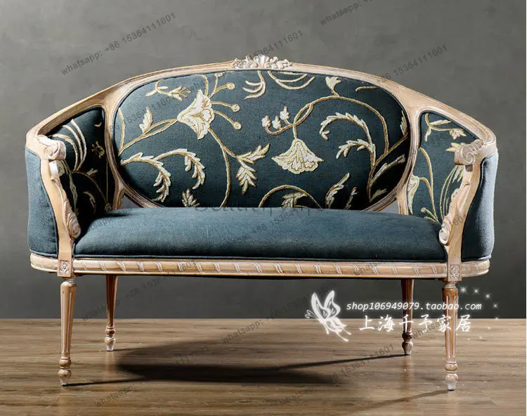 

American country double sofa/solid wood leisure neoclassical double sofa