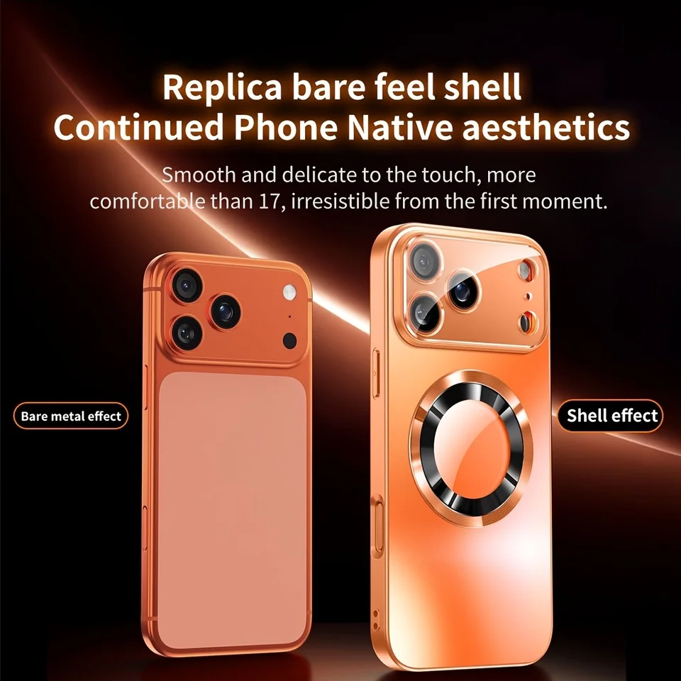 Nueva funda magnética de carga inalámbrica de metal titanio de lujo para iPhone 17 Air 16 13 12 11 Pro Max 15 14 Plus con cubierta de cámara de vidrio 6
