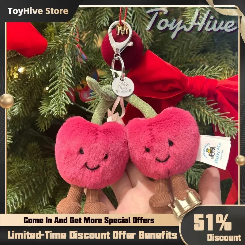 

В НАЛИЧИИ: JELLYCAT UK Милый плюшевый брелок-подвеска в виде вишни с сумочкой, плюшевый брелок-вишенка Jellycat, подарок на день рождения и Рождество