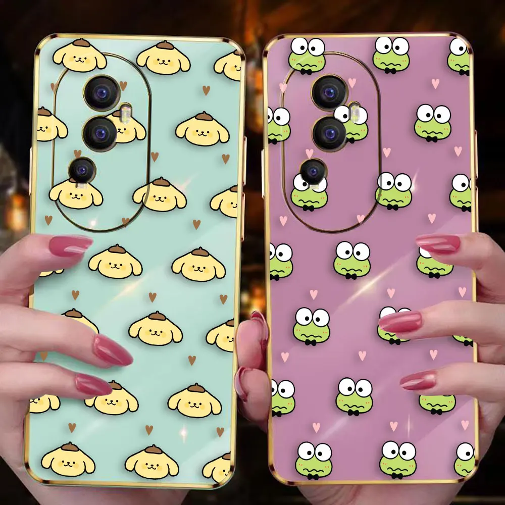 Cover Smooth E-TPU Phone Case OPPO RENO 2F 4 5 6 6Z 7 7Z 8 8T PRO PLUS 4G 5G FIND X3 LITE Case P-Pompompurin Kero kero K-Keroppi