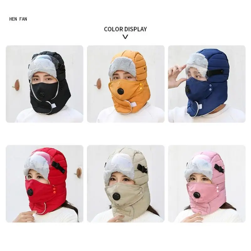 Waterproof Balaclava Hat Winter Warm Hat with Glasses and Earmuffs for Men and Women M89D