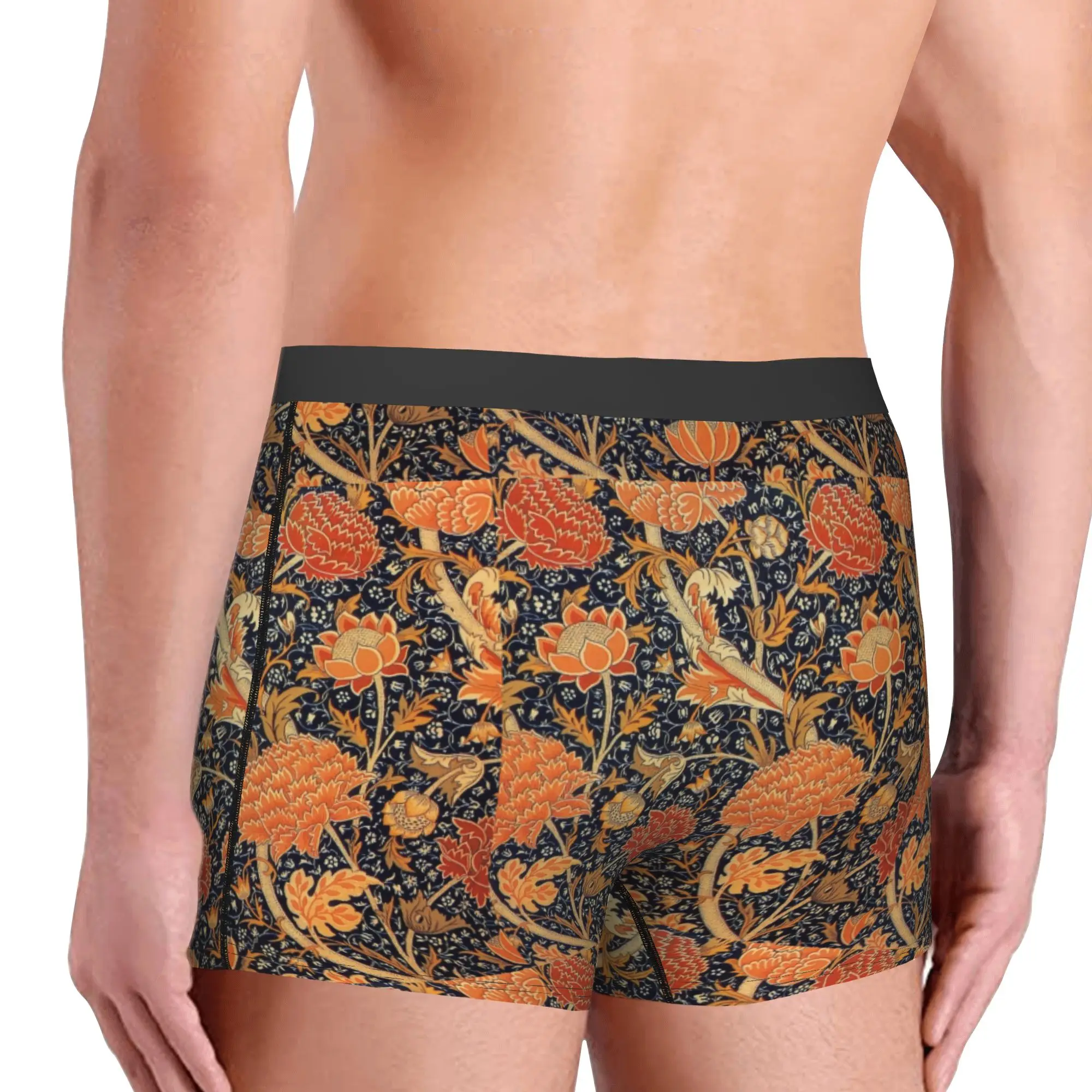 William Morris Orange Cray Floral Art Boxers Shorts Men's Textile Pattern Briefs Underwear Funny Underpants