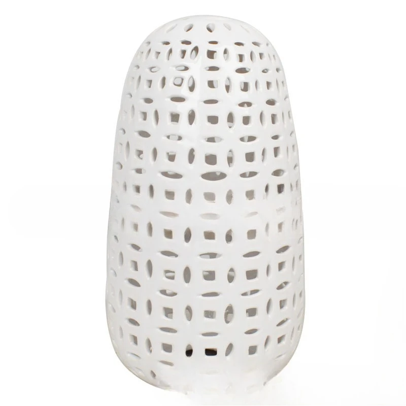 Copper coin hole hollow electroplating solid color glaze white medium and high temperature ceramic desk lamp base handicraft