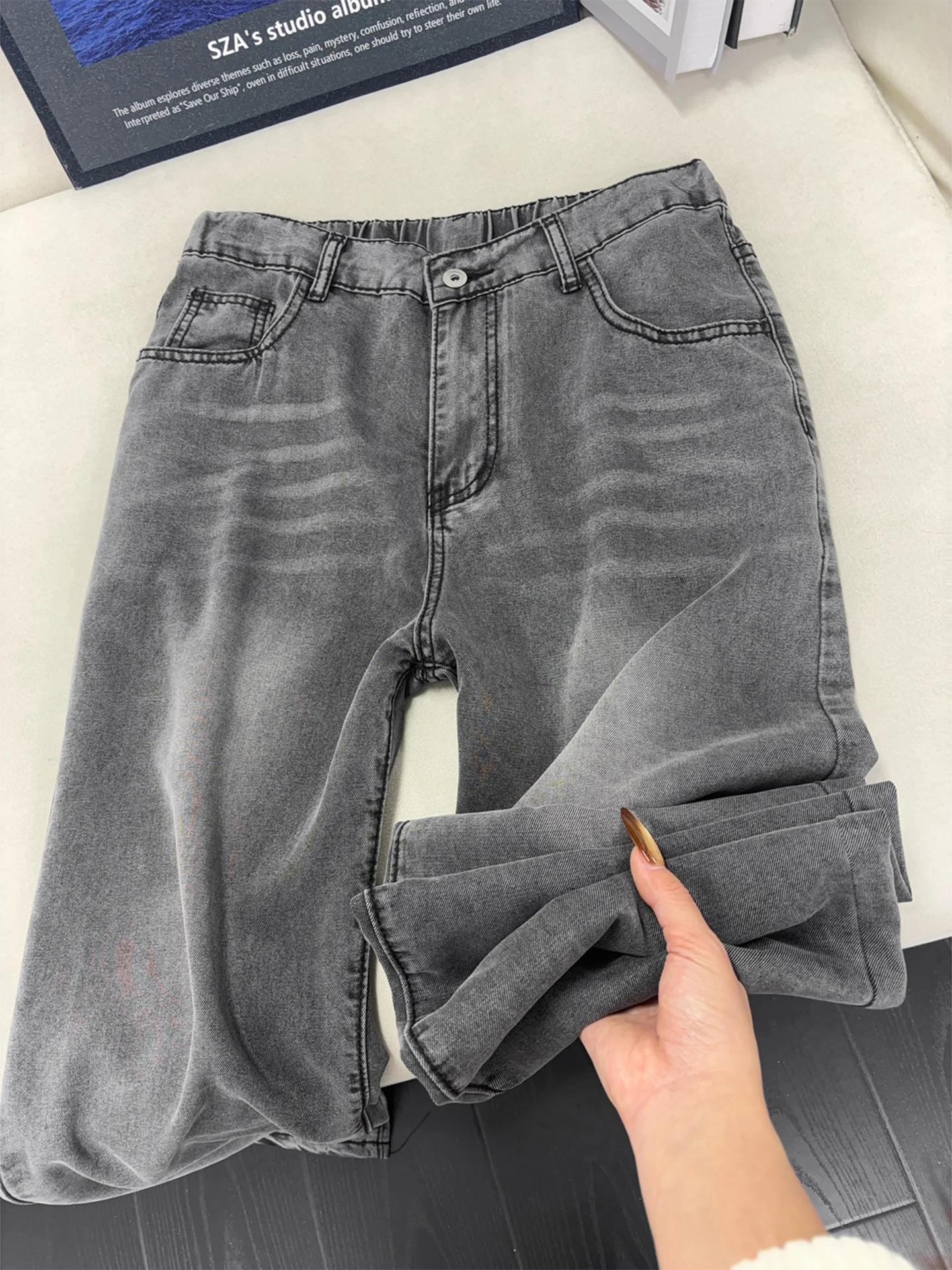 

Cleanfit ey Lyocell Silk Jeans Men Summer Thin Straight Drape Cool Feeling Ice Silk Pants Youth Casual Straight Leg Jeans