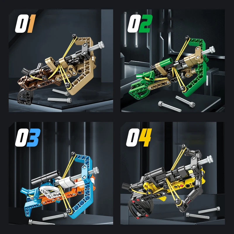 Crossbow building block set, DIY crossbow arrow building block toy, suitable for shooting enthusiasts, boys' gift