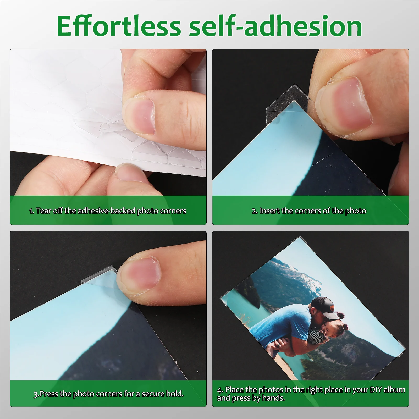 

20 Sheets Photo Corners PVC Clear Self Adhesive Picture Stickers for Scrapbooks Albums Photo Mounting Corners Protectors