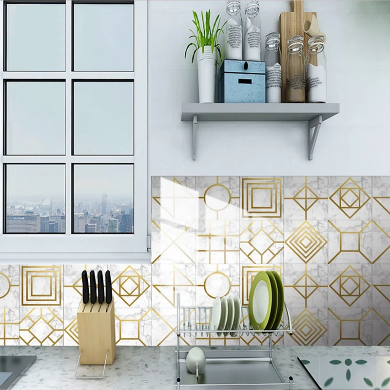 Pegatinas de espejo para pegatinas de azulejos de baño y cocina, decoración autoadhesiva impermeable E L