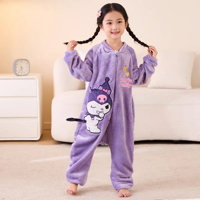 بيجامة كورومي كورومي اللطيفة للأطفال من الفلانيل كاواي أنيمي سانريو لخريف وشتاء فتاة دافئة وسميكة ملابس منزلية بيجامات نيسيي #2