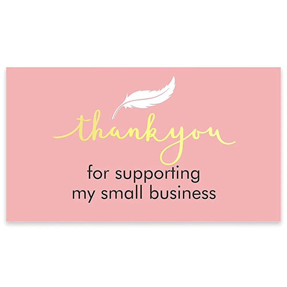 10-30pcs Pink Thank You Cards For Supporting My Small Business Thanks Greeting Cards Blank Back Postcard Gift Message Card