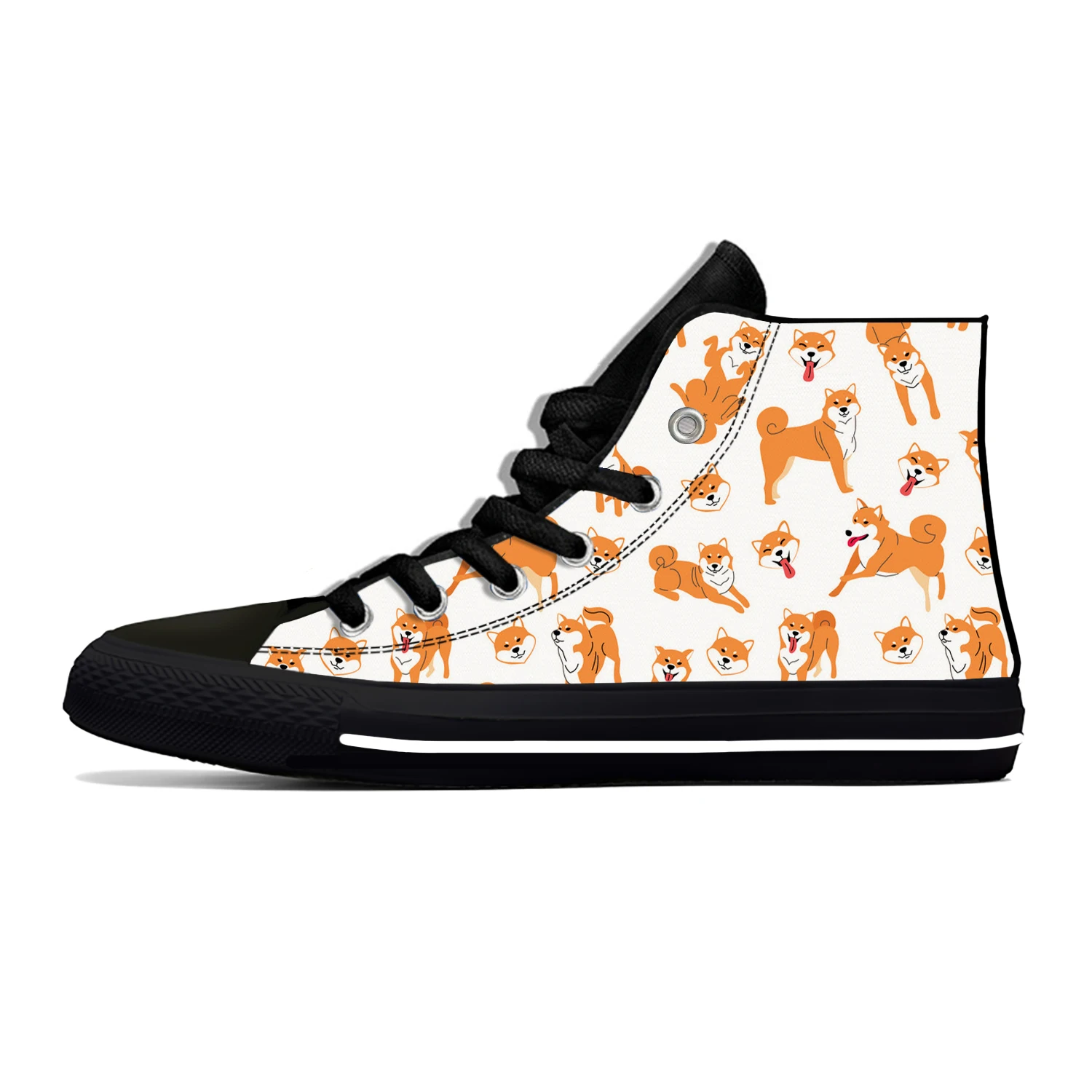 Hot Shiba Inu Animal Dog Cut Kawaii Harajuku Fashion Lightweight High Top Canvas Shoes Men Women Casual Sneakers Board Shoes