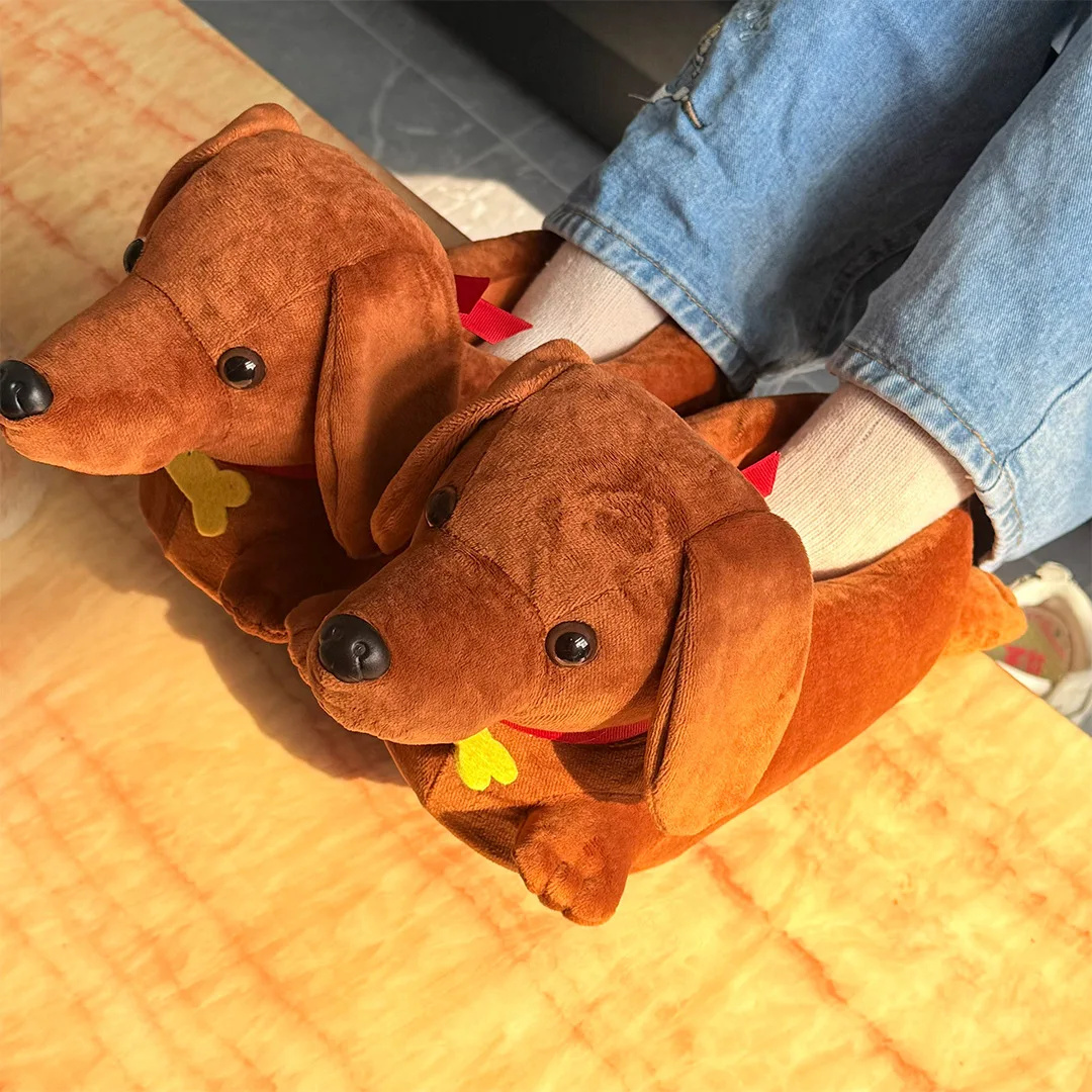Plush Slippers Cozy Dachshund Slippers For Women Men, Plush Fuzzy Warm House Shoes For Indoor Home Use In Autumn Winter