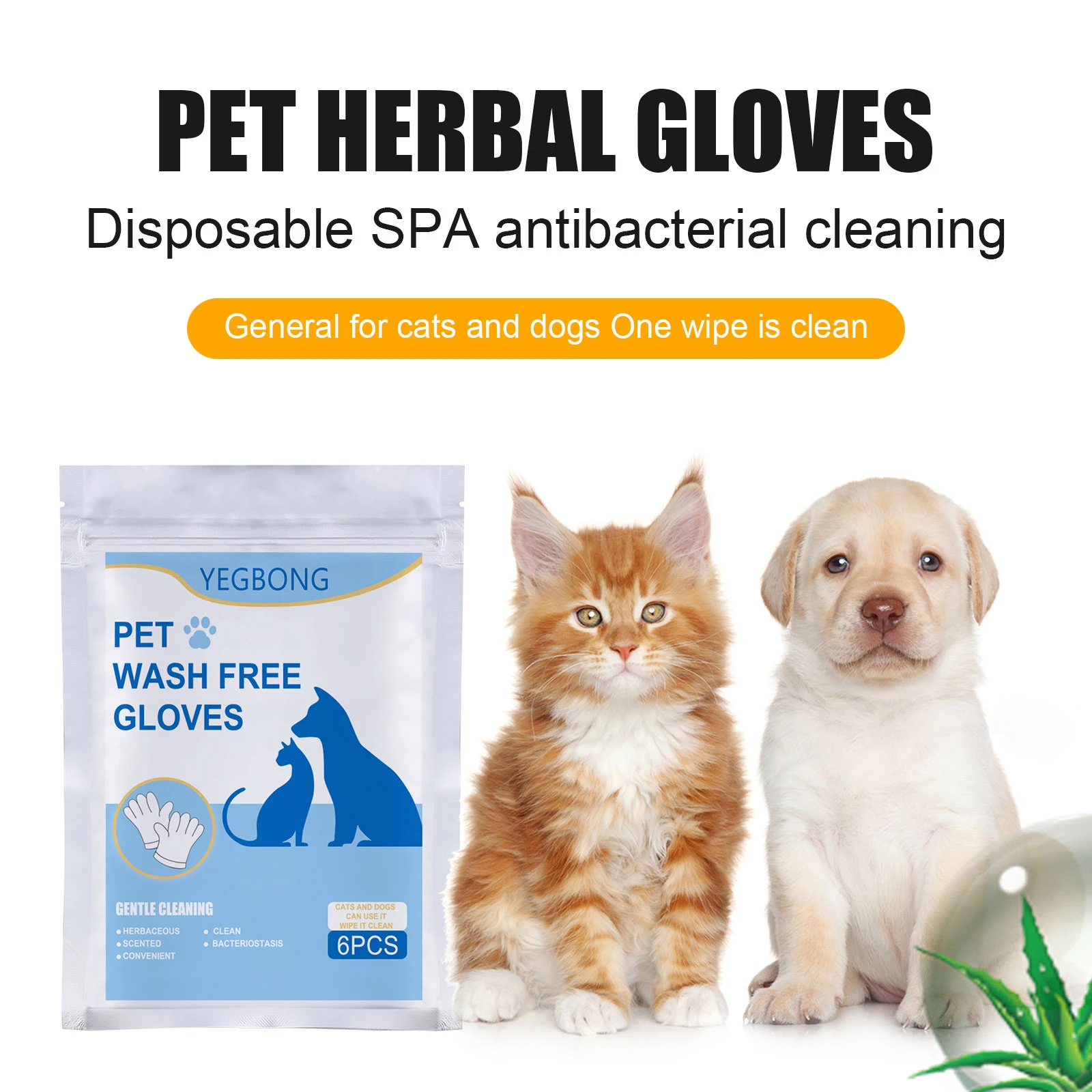 Gants de nettoyage sans lavage pour animaux de compagnie, serviettes pour enlever la saleté tenace, éliminer les odeurs, lisser les cheveux, sans rinçage, 6 pièces