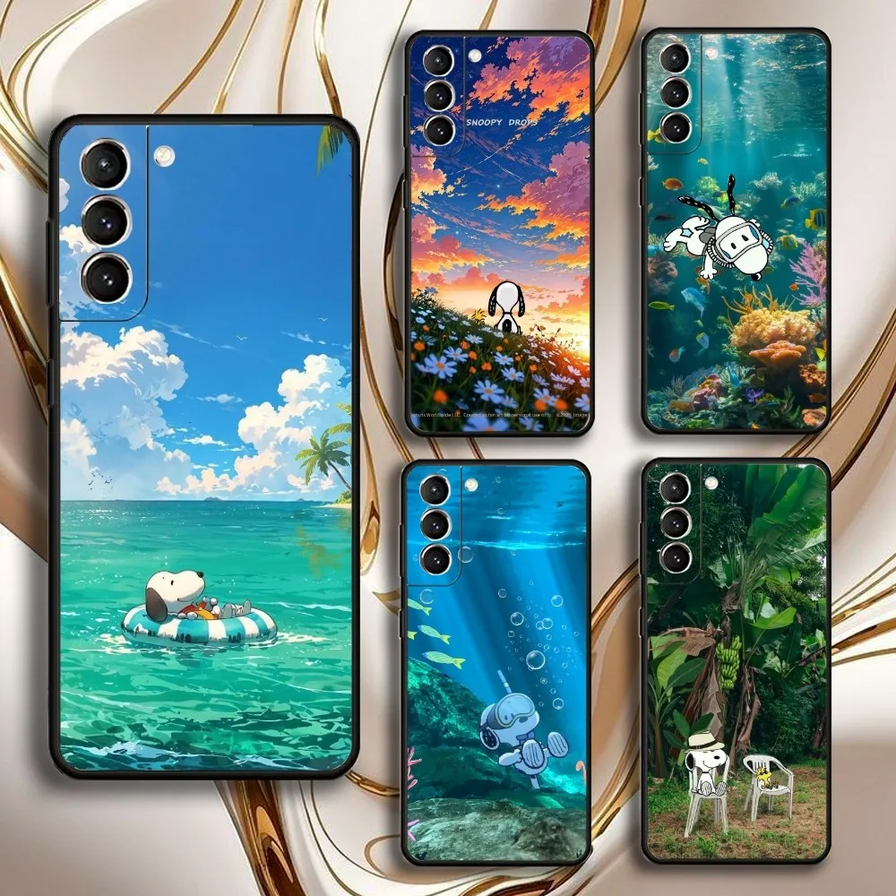 

S-Snoopy Landscape Phone Case For Samsung GalaxyA13,21s,22,31,32,52,53,71,72,73,Soft Black Shell
