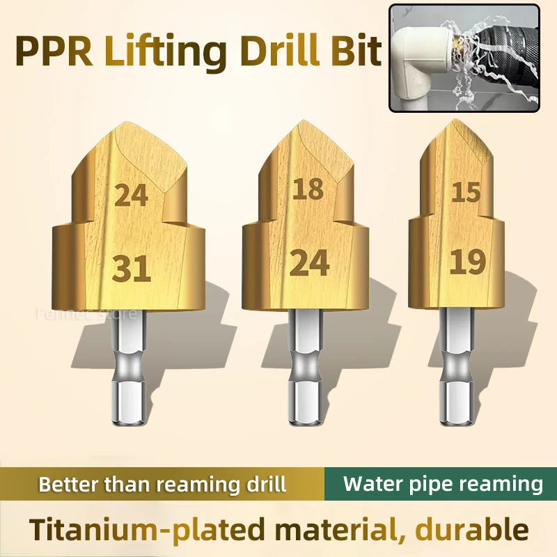 PPR Riser Step Drill Bit 20/25/32 Hexagonal Handle Hand Tools Water Pipe Wrench Set Water Pipe  Reaming Drill Bit Reamer