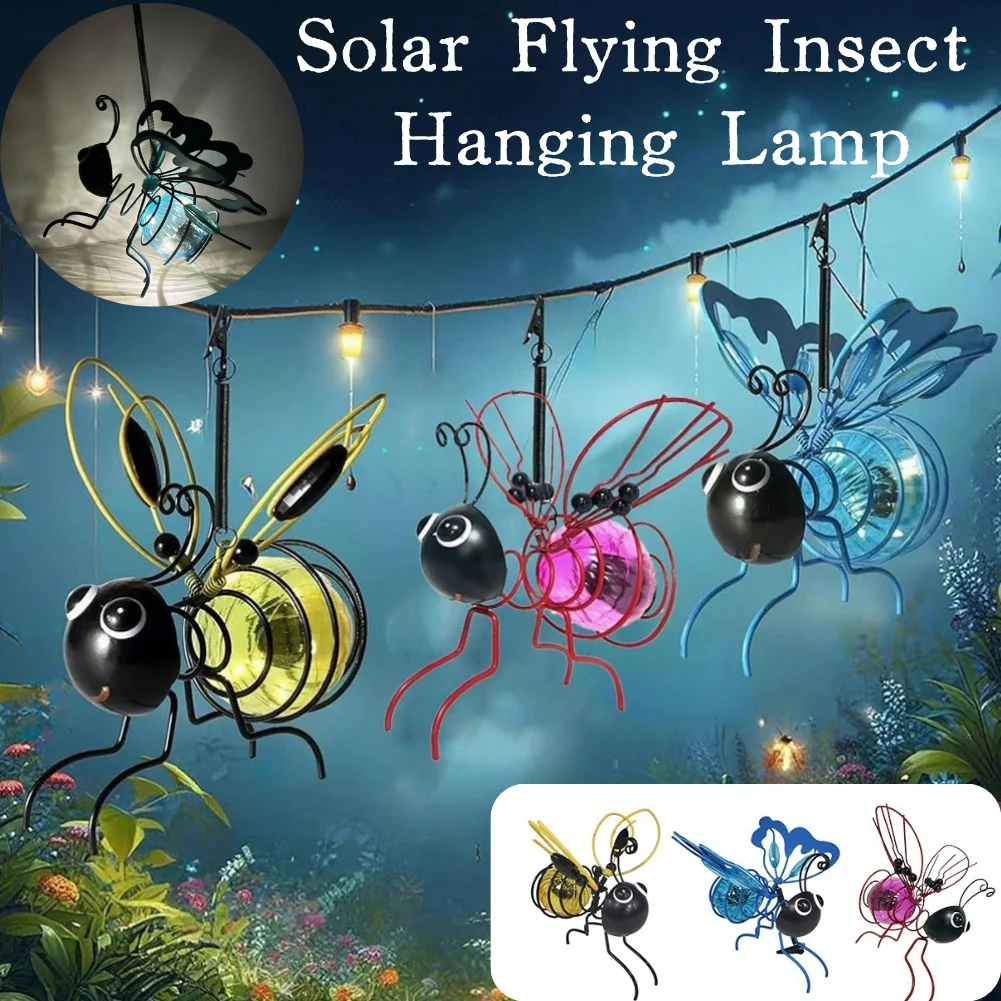 

Solar-Powered Hanging Garden Light Outdoor Figurine Light Decorative Metal Realistic Insect Light for House Decoration