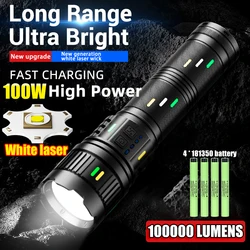 Powerful 100W LED Flashlight Super Bright Spotlight Long Range Zoomable Tactical Torch Outdoor Camping Hunting Emergency Lantern