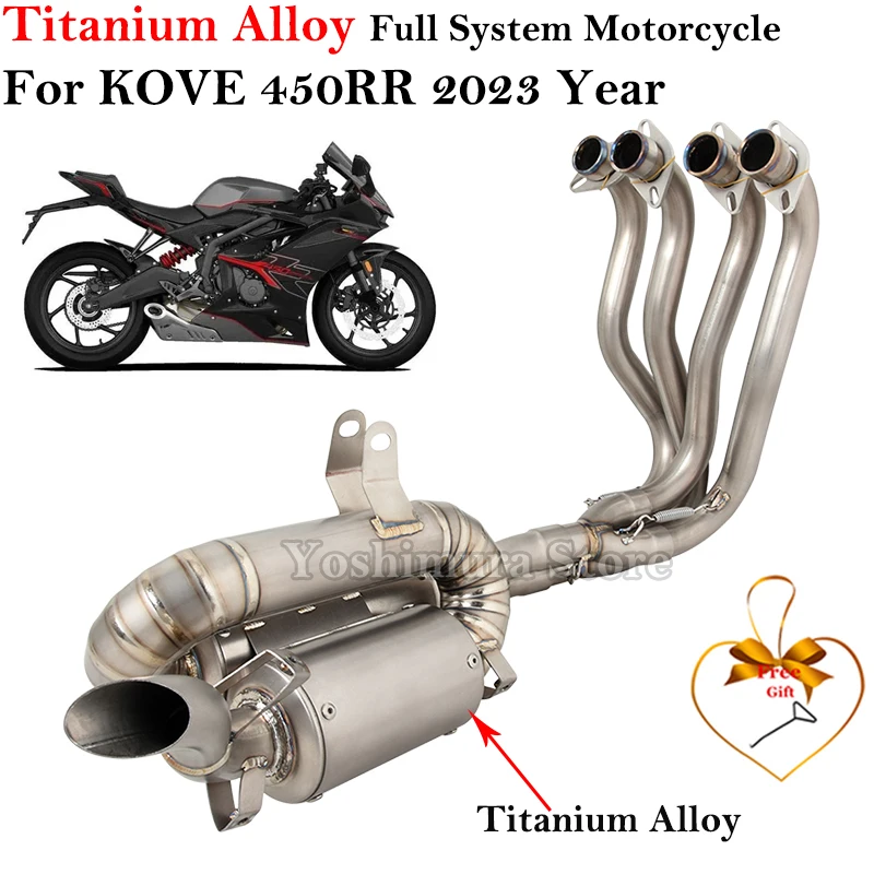 

Slip On For KOVE 450RR 450 RR 2023 Motorcycle Exhaust Escape Full System Modified Titanium Alloy Muffler Front Middle Link Pipe