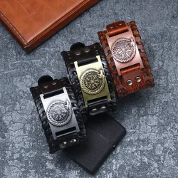 2026 Dragon Totem Viking Compass Bracelet Men's Bracelet New Fashion Synthetic Leather Nordic Rune Bracelet Accessories Jewelry