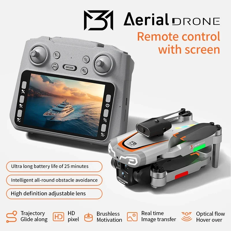 طائرة بدون طيار بدقة 8K عالية الدقة بدون فرش مع شاشة RC |   تحوم التدفق البصري، تجنب العوائق |   كوادكوبتر بلاك تيك للتصوير الجوي