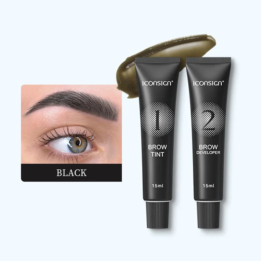 ICONSIGN-Kit profissional de cílios e sobrancelha, conjunto de creme sobrancelha, duradouro, cor natural, selvagem, 2 em 1 lash lifting profissional kit sobrancelha kit brow lamination sobrancelha