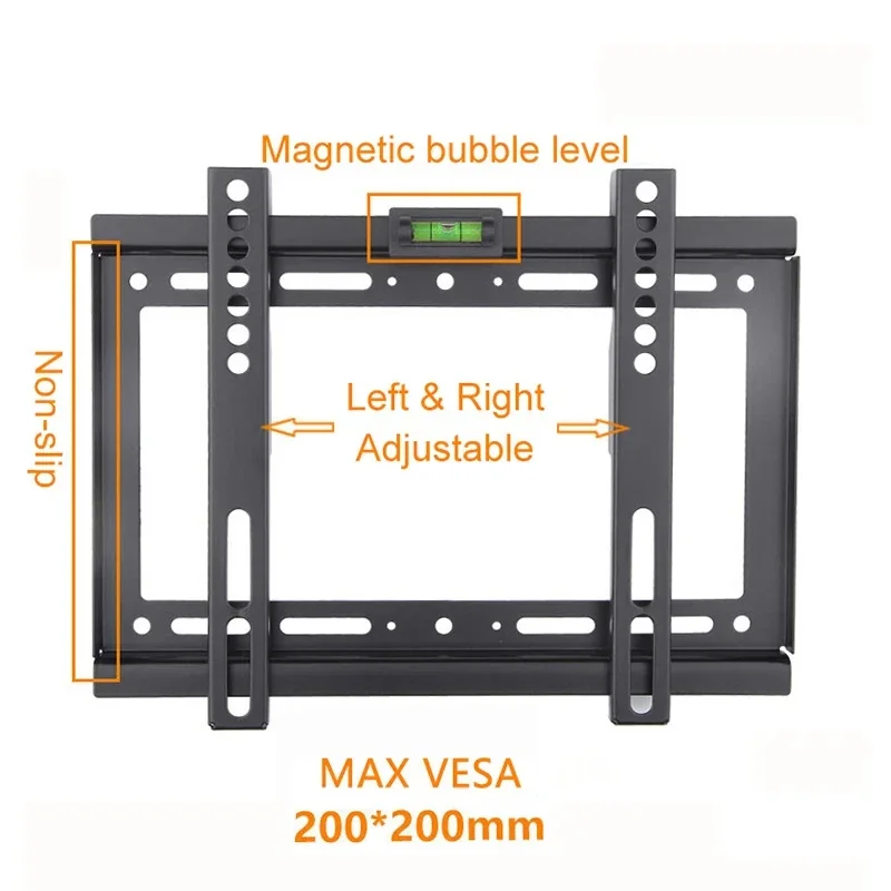 Tv Wall Mount Bracket Universal Flat Screen Tvs Monitors Universal Tv Monitor Mount Max Vesa Low Profile Fixed for 14-32 Inch