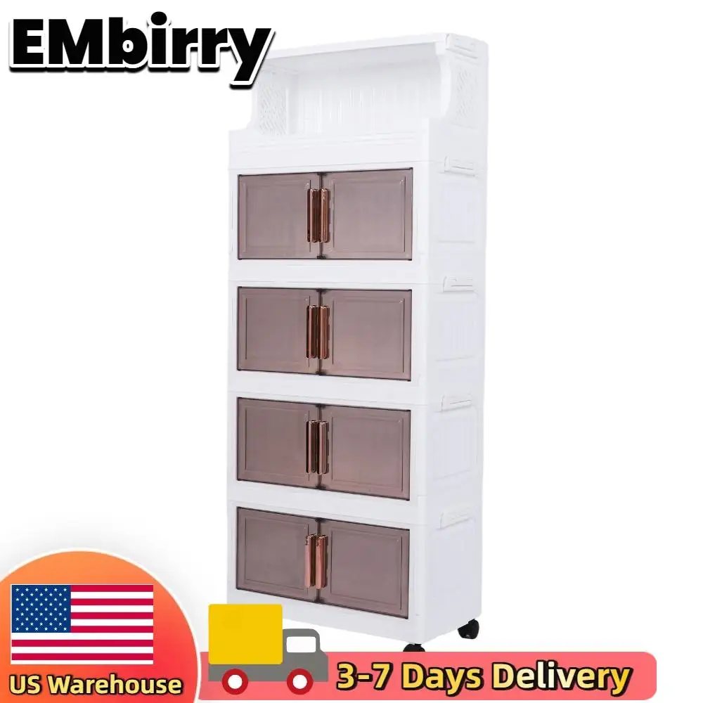 

Трехуровневый складной пластиковый контейнер для хранения, большой емкости, 42 см, штабелируемый органайзер для шкафа, кухни, офиса и гостиной