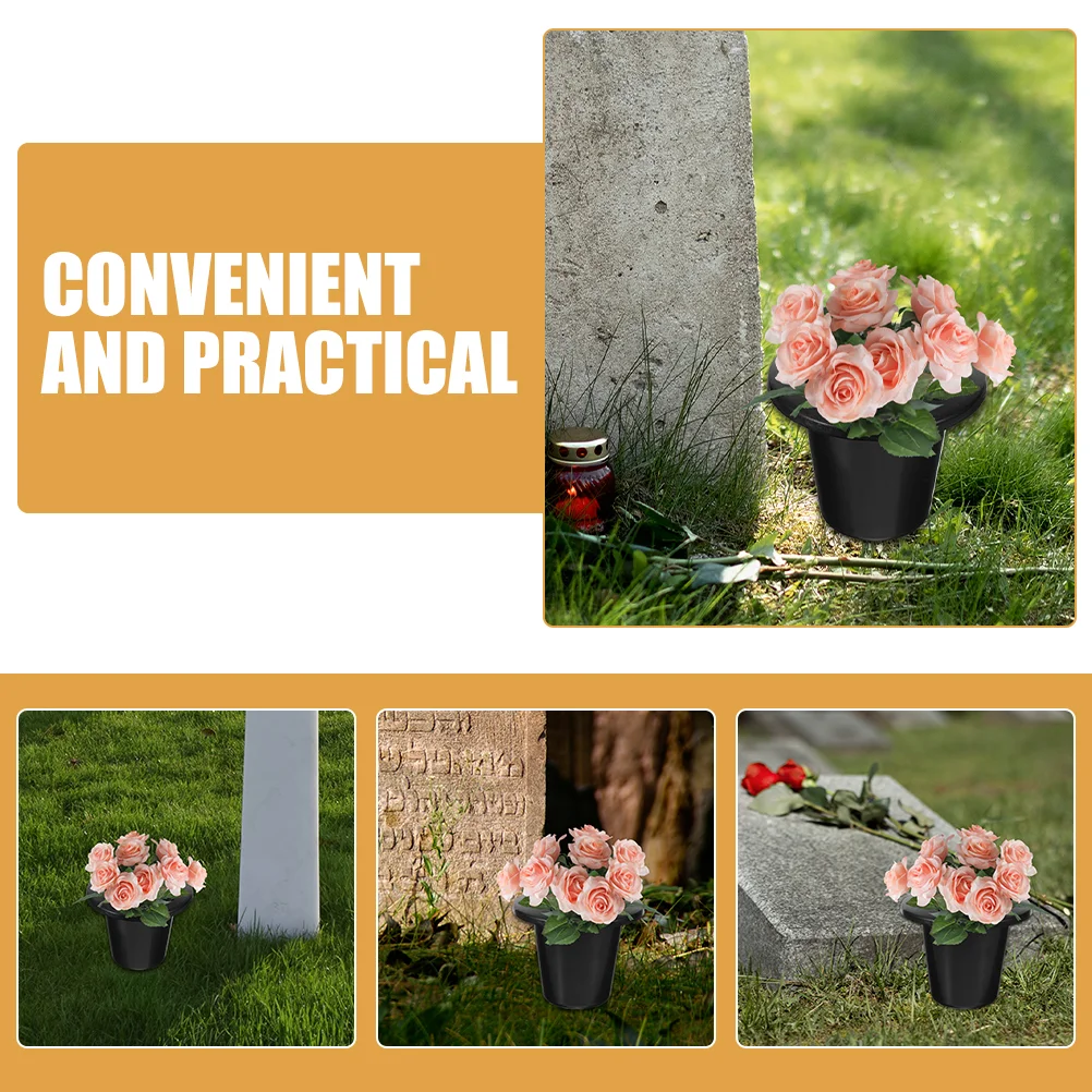 8 Pcs Lotus Base Flower Pot Cemetery Grave Decorations Flowerpots for Small Ornament Plastic Stand Flowers Graves