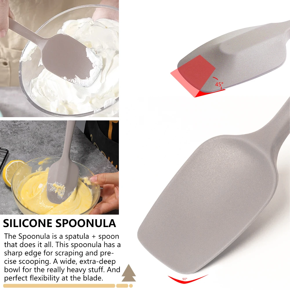 6 Pcs Premium Silicone Spatula Set Heat Resistant Non-Stick Kitchen Spoonula Spreader Brush with Seamless one-piece design