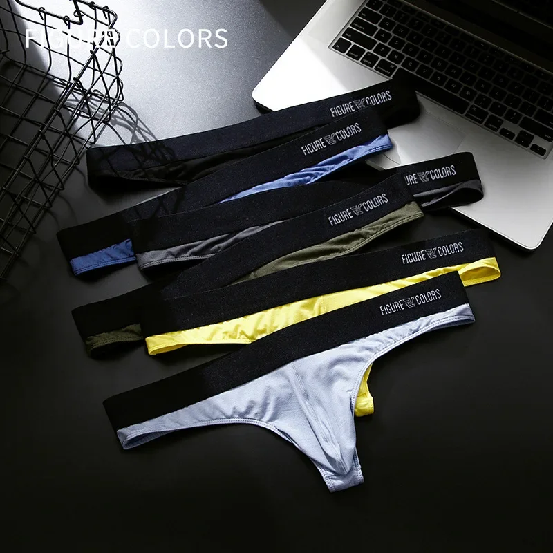 Modal T-back Thongs Men Sexy G-string Soft Underpants Bulge Pouch Panties Breathable Underwear Lingerie Elastic Knickers Bikini