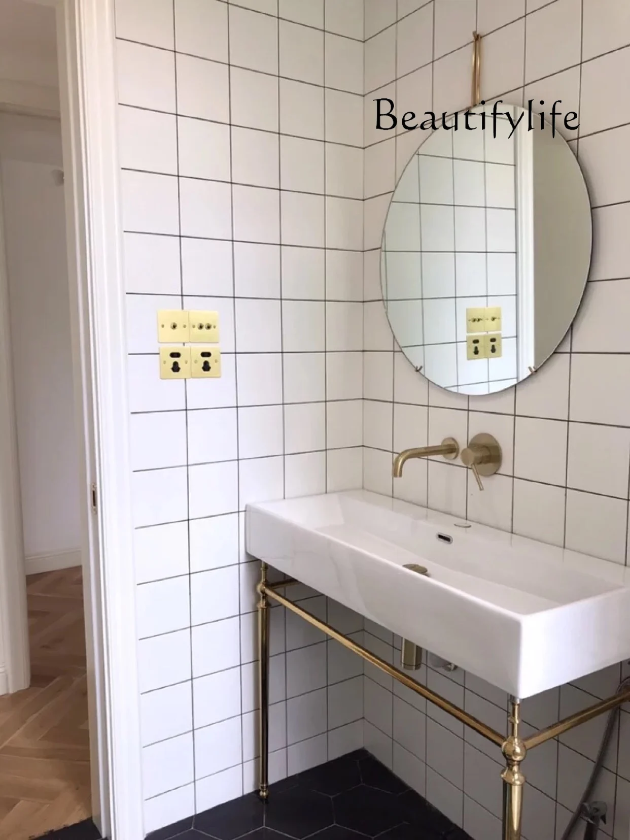 

Ванная комната, высококачественная настройка, умывальник в стиле ретро, раковина с кронштейном из чистой меди, керамическая раковина в средиземноморском стиле.