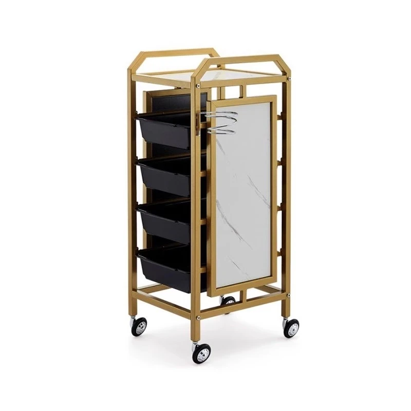 Chariot d'hôpital pour extension de cheveux, chariot de maquillage, beauté, esthétique, meubles, doré, auxiliaire, affaires, portable