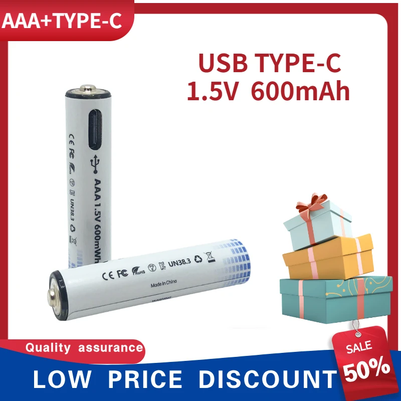 

USB rechargeable battery 600mWh remote control AAA lithium battery 1.5V constant voltage