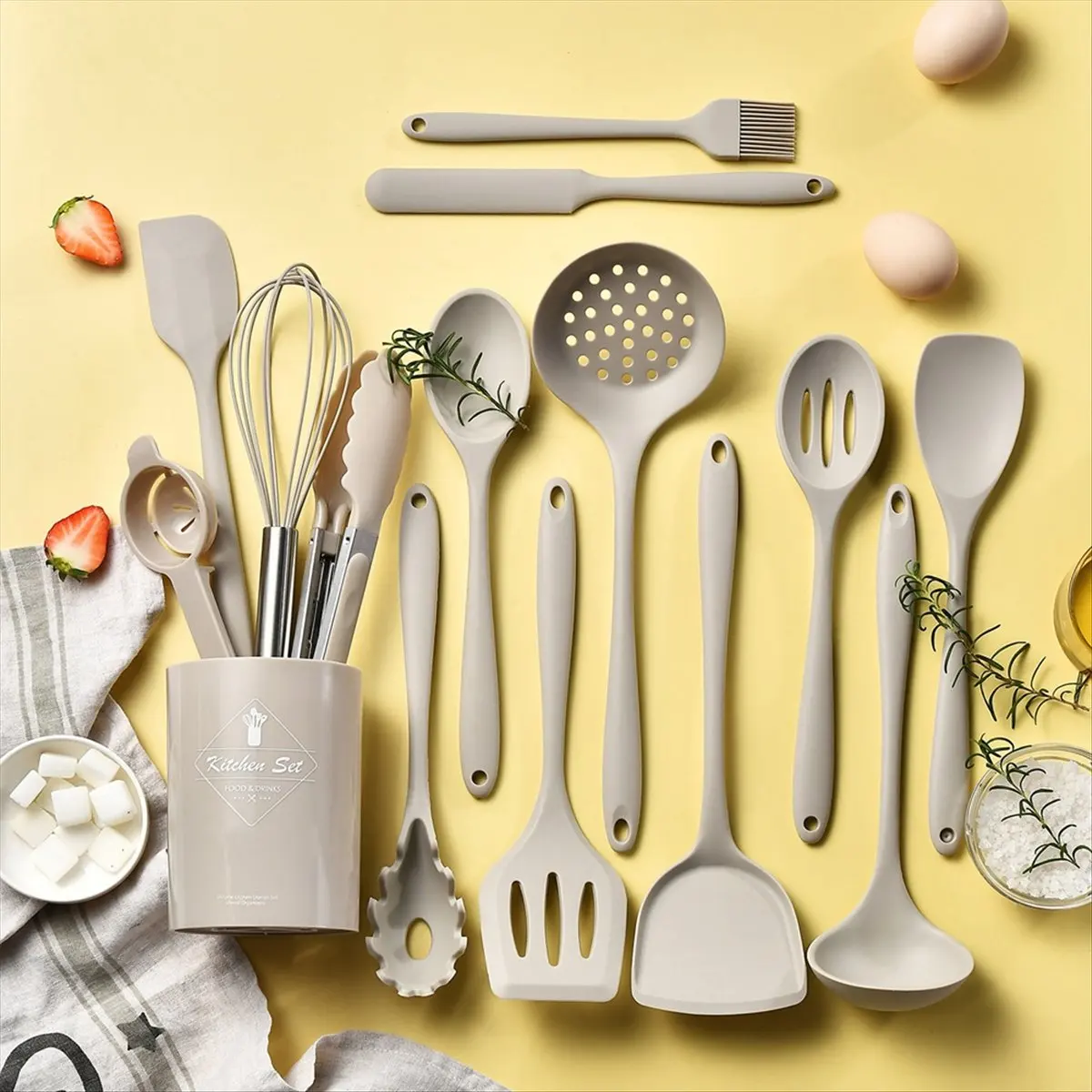 A67T NEW Silicone Cooking Utensils Set 446°F Heat Resistant Kitchen Turner Tongs,Spatula,Kitchen Tools Set for Dishwasher Safe