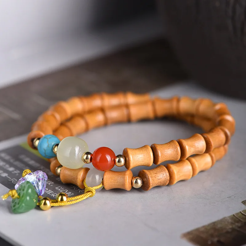 

Johor Bahru Black Sandalwood Double Circle Cultural Play Bamboo Knot Lotus Pong Male And Female Style Hand Buddha Prayer Bead W