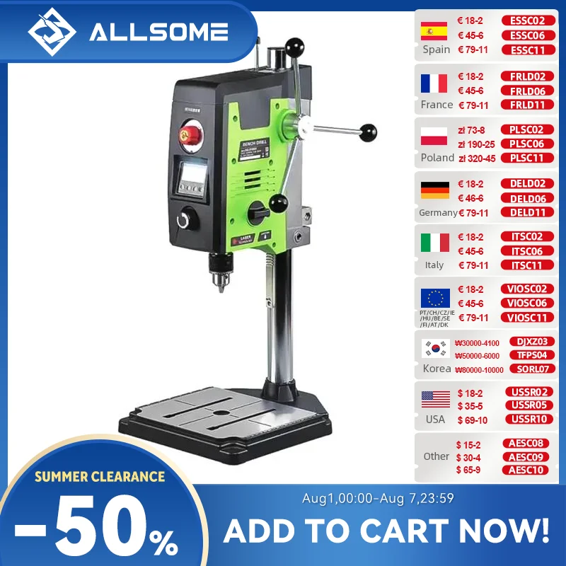 ALLSOME 6-Speed Benchtop Drill Press Drilling Machine