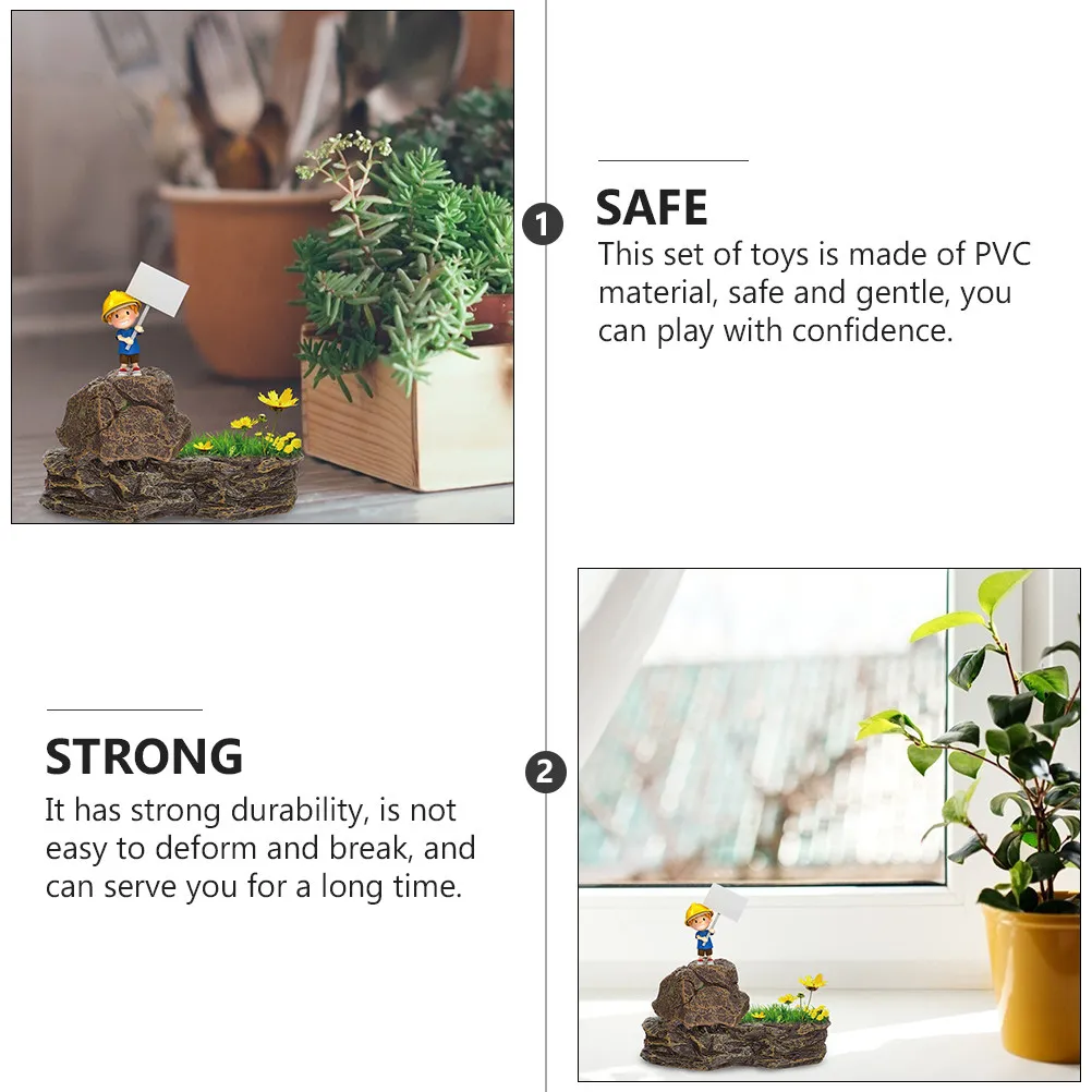 7pcs Realistic Sand Table Stone Stump Set For Fairy Garden , Mini Landscape Scene Ornament Play Collection