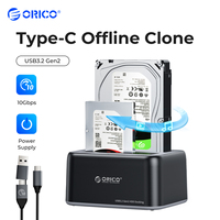 ORICO Type-C Dual-bay Clone HDD Docking Station USB3.2 10Gbps Hard Disk Case with 12V3A Power Adapter for 2.5 /3.5 Inch HDD/SSD