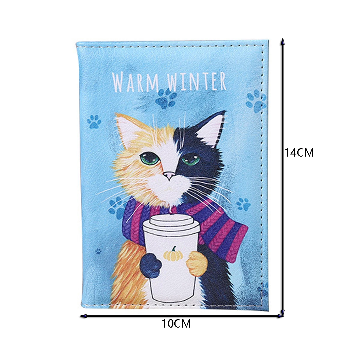 Cartoon cat, PU leather color-printed fashionable passport protective cover, travel document holder, air ticket protective cover