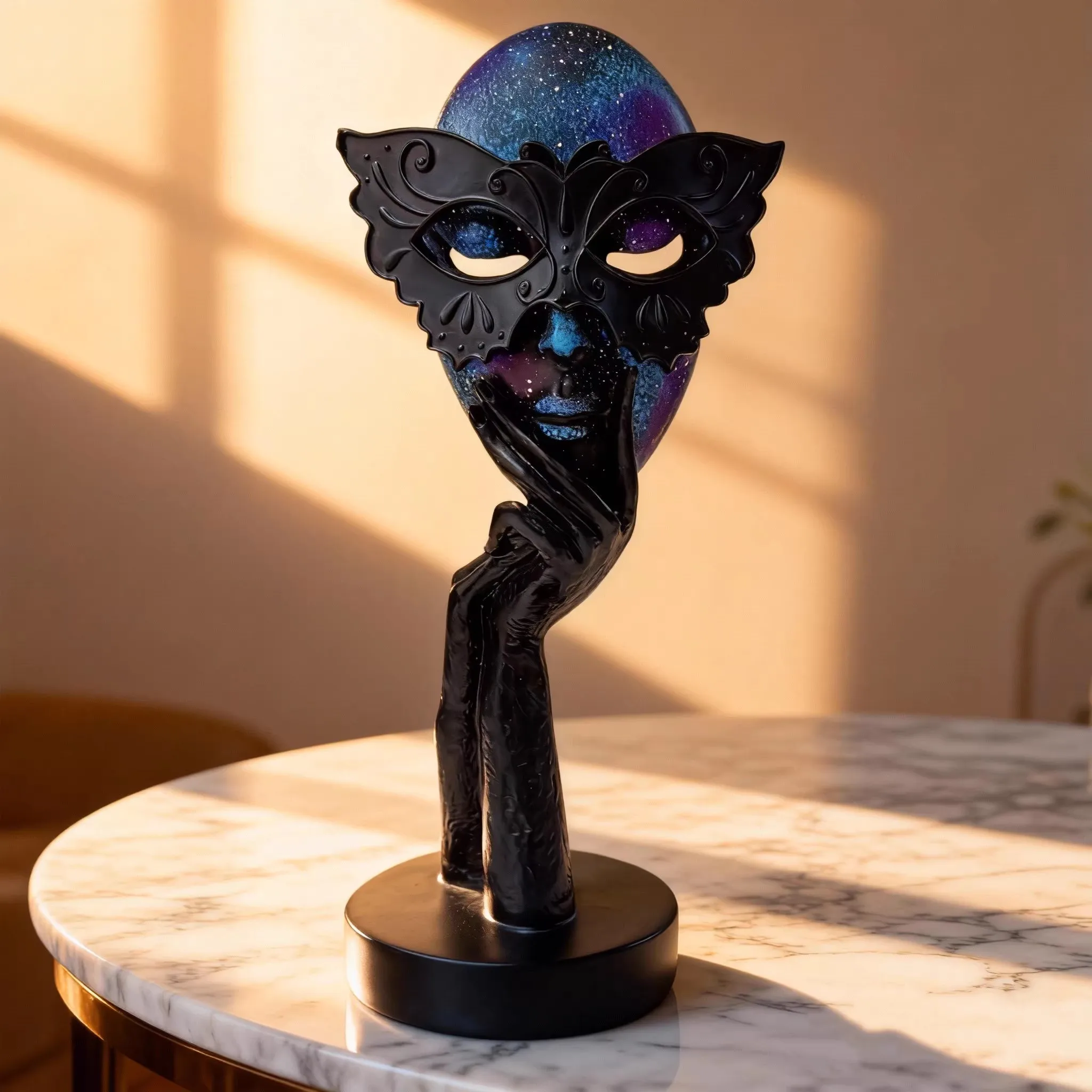 

Midnight Starry Sky Butterfly Mask Bracelet Girl Character Abstract Ornament Home Living Room Artwork Resin Decoration