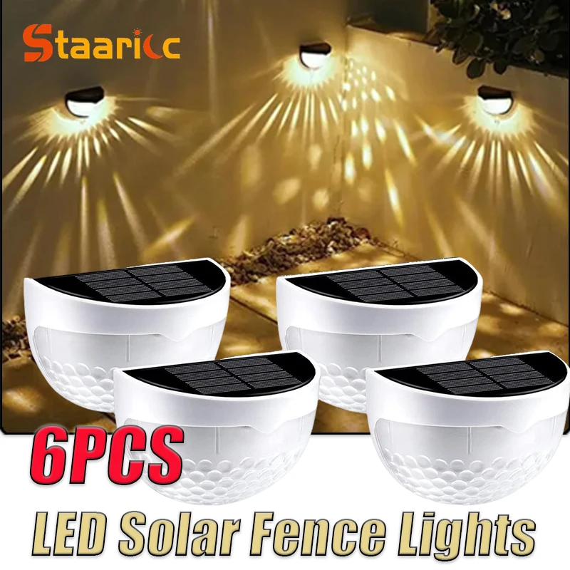 6LED Solar Staircase Lights Waterproof Night Wall Lights Balcony Garden for Outdoor Courtyard Decoration Street Stair Fence