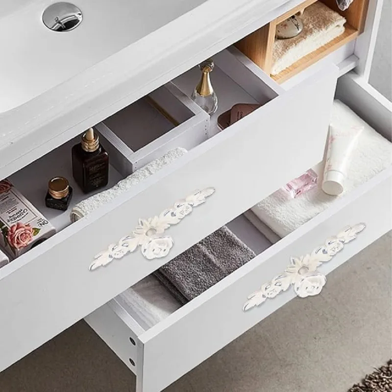 Silver Retro Rose style Cabinet Handles and Knobs Modern Simple Wardrobe Drawer Door Pulls Furniture Hardware