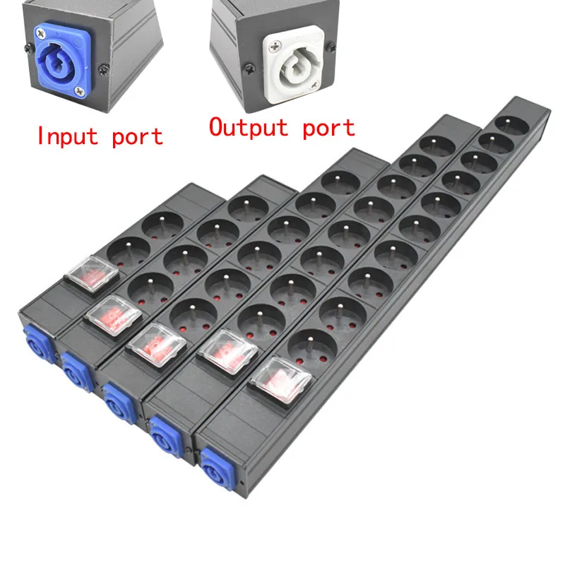 PDU Power Strips Schuko Powerlink box Power amplifier audio 3P Aviation plug 2/4/6/8/10 AC output France SOCKET With switch