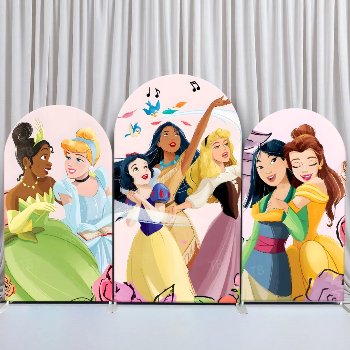 

Disney Princess Arch Backdrop Cover for Girl Birthday Party Decor Baby Shower Photography Background Wall Elastic Fabric Props