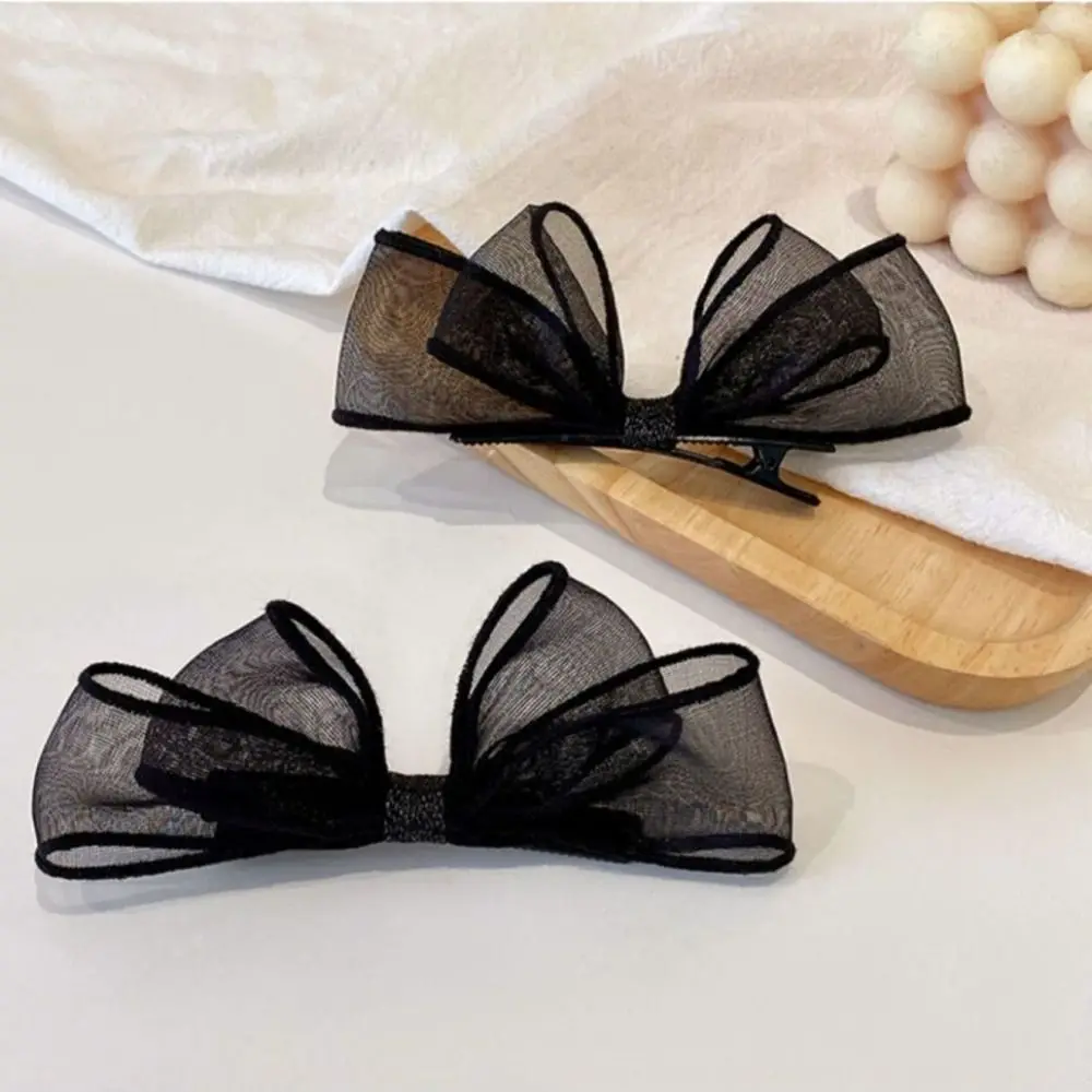 1PC Cute Bowknot Hair Clips Fashion Sweet Headwear Mesh Bow Hairpin Headdress Elegant Hair Accessories Bang Clip For Girls New