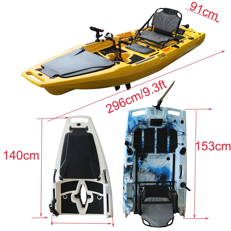 Pedal Fishing Kayak, 9ft 1 Person Solo, Heavy Duty HDPE Hull, Propeller Pedal Drive, Sit-on-Top, for Sea Ocean Lake Angling